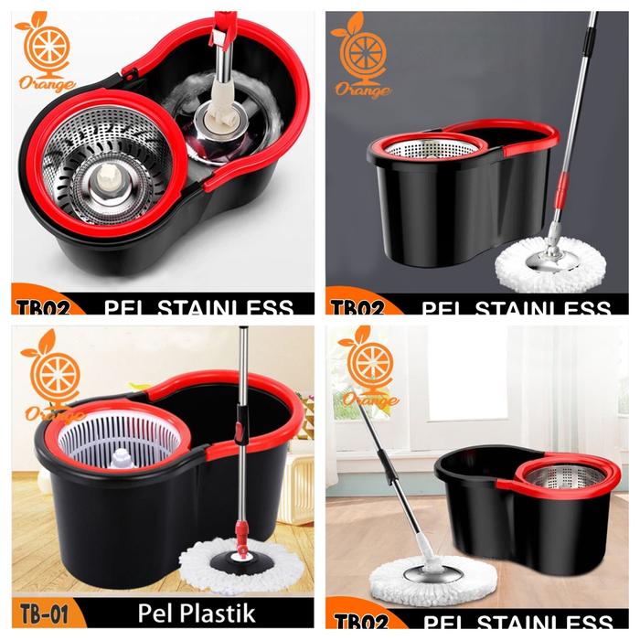SIAPKIRIM Super Mop Alat Pel Lantai Putar Alat Pel Otomatis Pel Stainless Pel Plastik READY STOCK