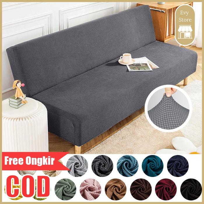 Evy Store Sarung Sofa Cover Sofa Bed Sarung Sofa Bed Tebal SOFA COVER ELASTIS Motif Polos
