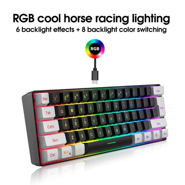 USB Wired Gaming Keyboard 61 Keys Compact Mini Office Keyboard for PC