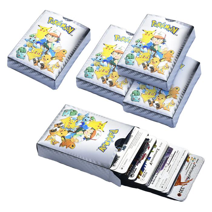 English Spanish Pokemon Cards Metal Colourful Gold Sliver Vmax GX