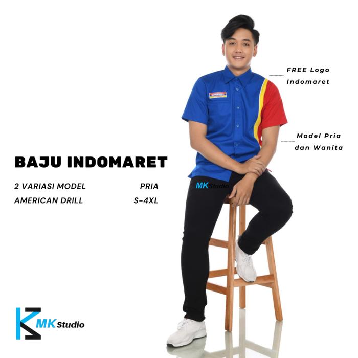 Baju Indomaret Lengan Pendek/Seragam Kasir Indomaret/Baju Kerja Pria Lengan Pendek/Seragam Indomaret