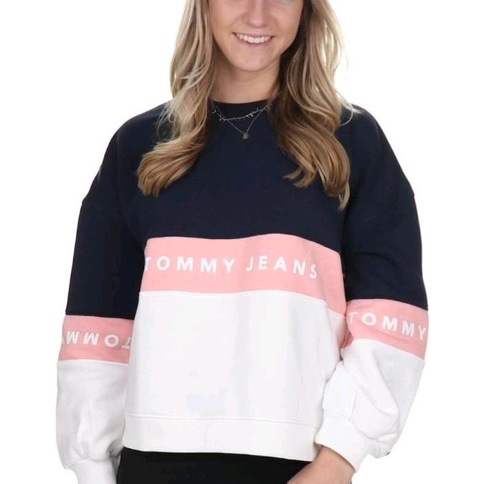 Croptop Sweatshirt Tommy Hilfiger Jeans Original Sweater Wanita Kaos Atasan Hoodie Oversize High