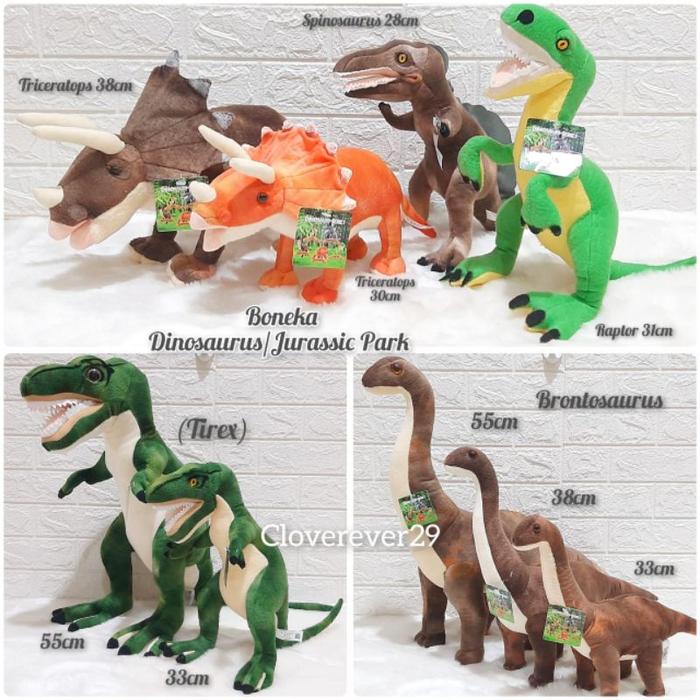 Boneka Dinosaurus Tirex / Brontosaurus Spinosaurus Coklat Raptor / Triceratops / Spinosaurus Hitam /
