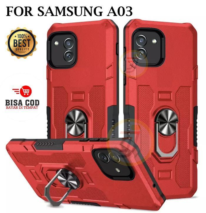 Casing Hard Case Untuk Samsung Galaxy A03 Ring Armor Robot Case Kickstand Hybrid/Ring Holder Handpho