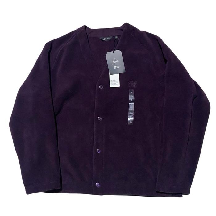 Uniqlo Needles japan maroon fleece oversized cardigan