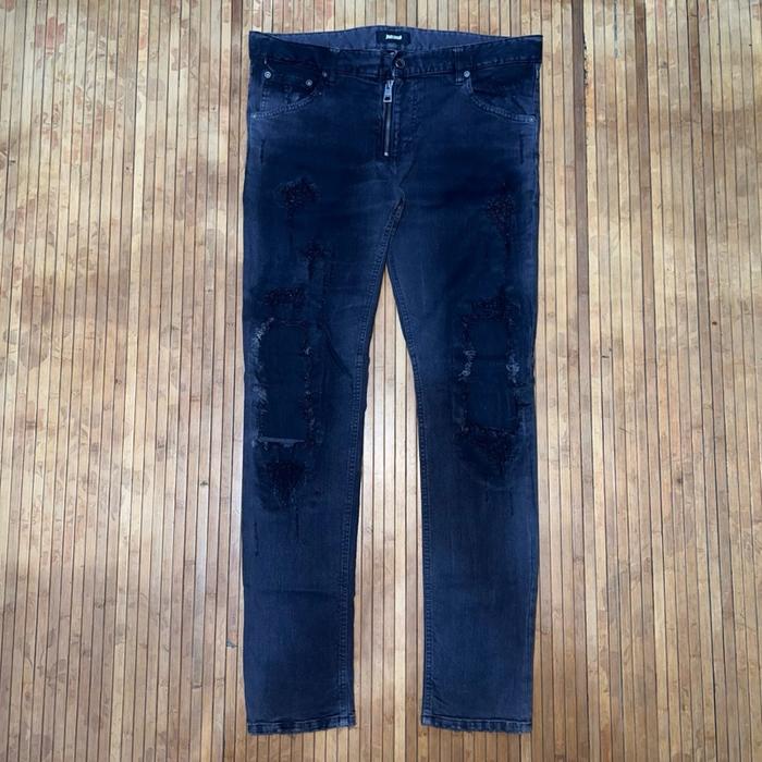 JUST CAVALLI SKINNY FIT DISTRESSED RIPPED MOTORCYCLE BIKERS STRETCH DENIM JEANS prada philipp plein
