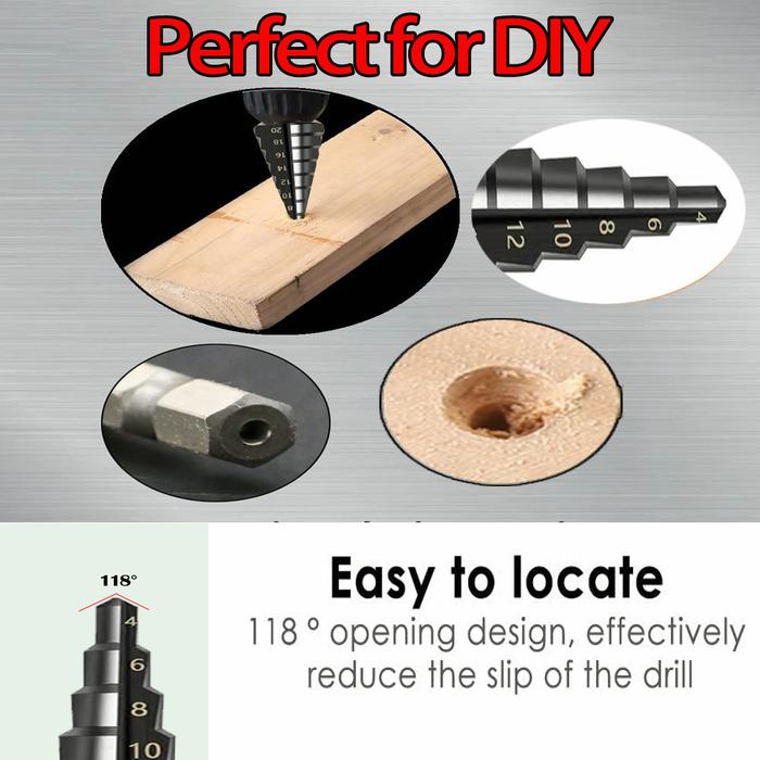 Mata Bor Pagoda Untuk Baja 3pcs Titanium Coated mata bor Pagoda besi kerucut Cone drill hole saw