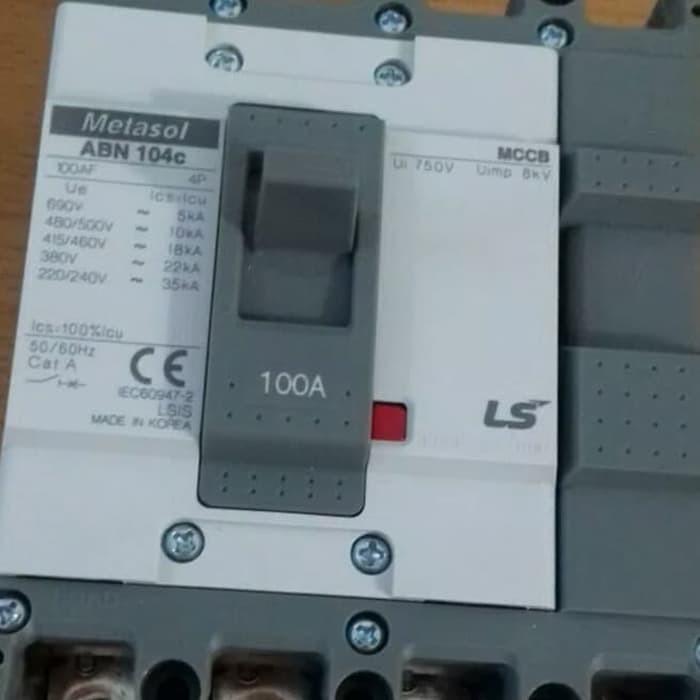 Mccb Abn104C / Abn-104C Ls 4 Pole Amper 100A 40A 50A 75A 22Ka - Putih