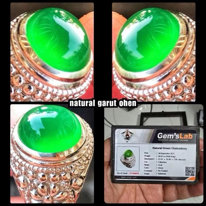 Natural Batu akik hijau garut ohen kristal kontesan