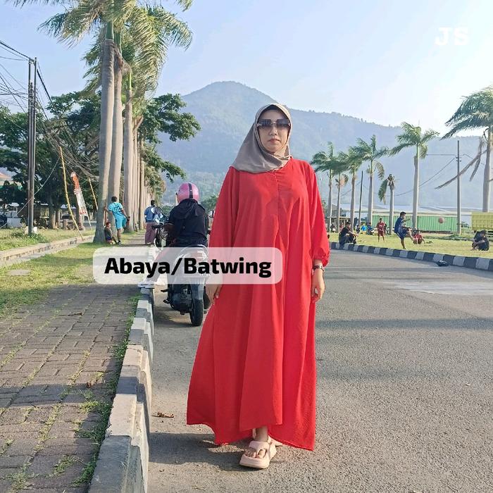 Gamis abaya warna merah cabe / Dress Muslim Wanita Lebaran