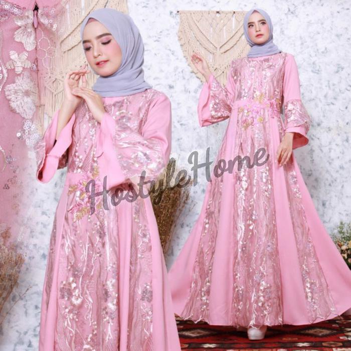 Joana - Baju Gamis Brukat Brokat Tile Busui Dewasa M L Xl Xxl Acara Pesta Kondangan Wedding Nikahan
