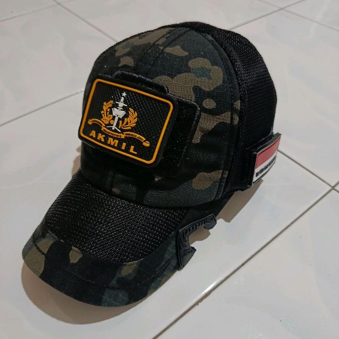 topi tactical premium multicamp free patch rubber logo akmil motif coak kombinasi elegan