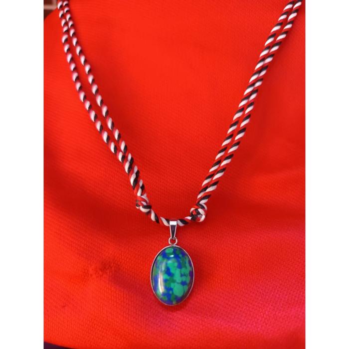 kalung tridatu batu akik pirus mesir hijau biru mozaik ring stenliss