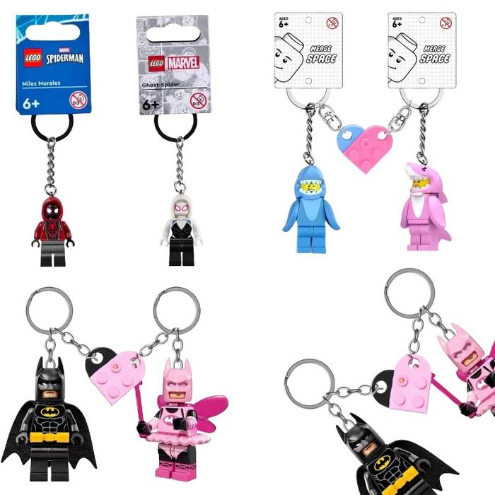 Geva 2Pcs✅ Ready Couple Keychain Minifigure Shark Batman Gantungan Kunci Lego Gantungan Kunci Blok B