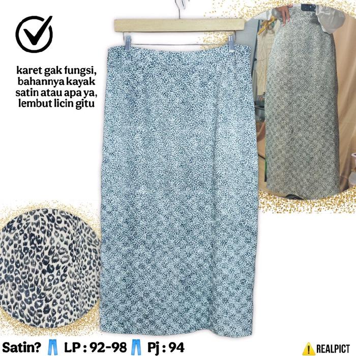 Rok Span Motif Leopard Size L XL Model Vintage Baby Macan Leo Hitam Abu Ukuran Bigsize Formal Fashio