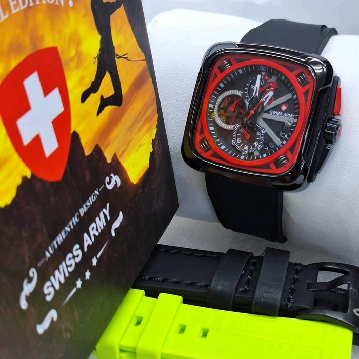 Jam Tangan Pria Swis Army Tali Ruberr Original Free Batre cadangan dan Tali Jam Tangan Cowok kekinia