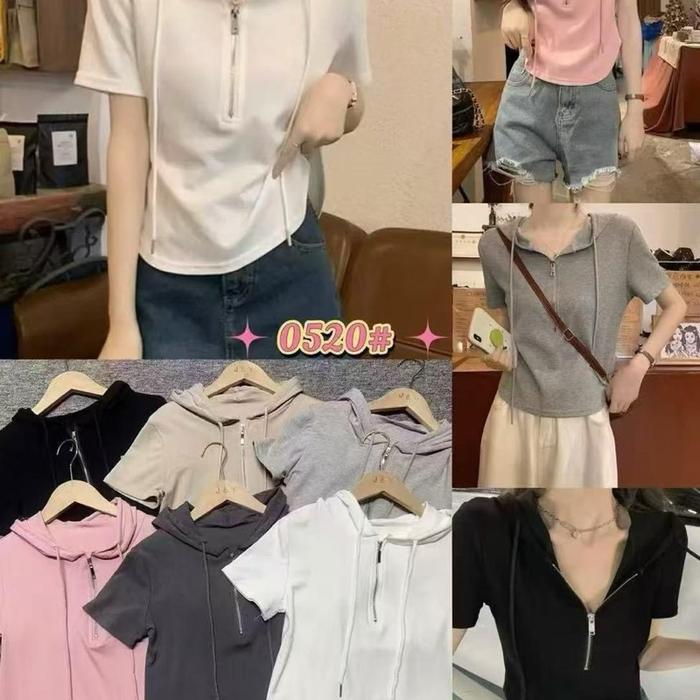 Atasan crop resleting depan hodie