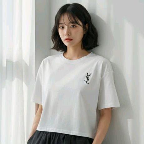 Kaos Wanita Oversized dengan Logo YSL