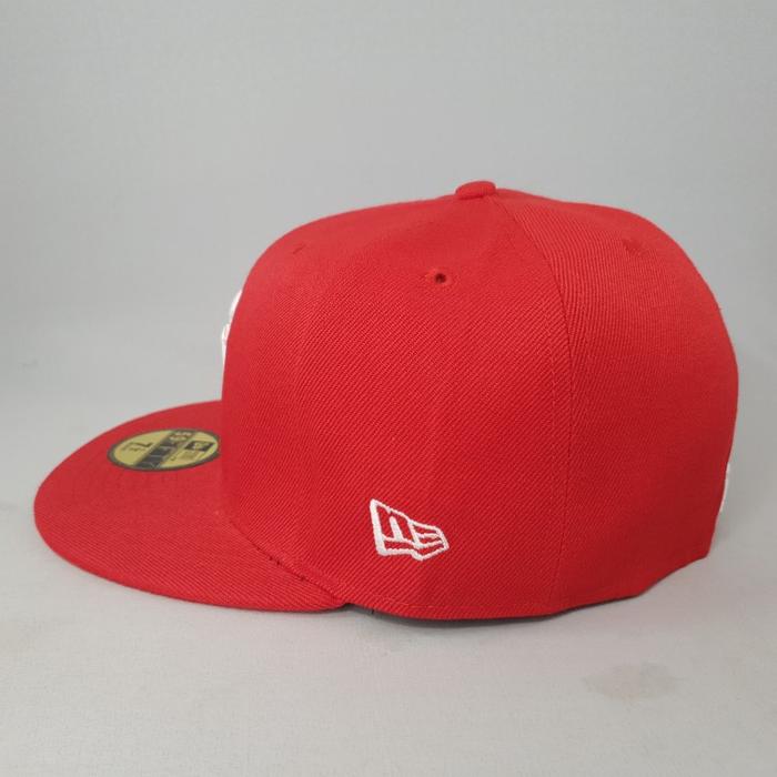 NEW TOPI FITTED NY MERAH LOGO PUTIH