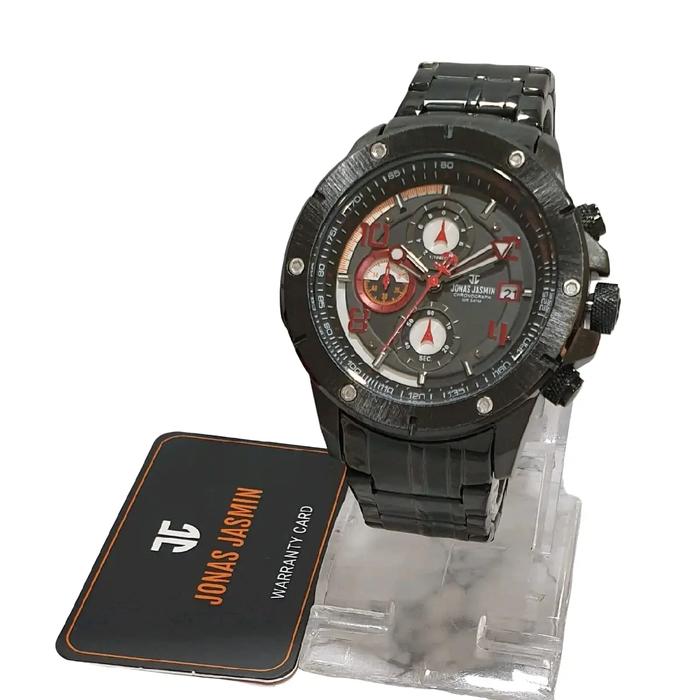 jam tangan pria Jonas Jasmin 5371 original rantai Chrono tanggal aktif DM4.6cm