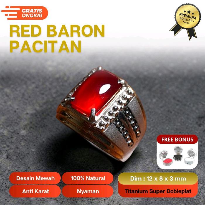 PERHIASAN CINCIN BATU AKIK RED BARON PACITAN | BATU NATURAL ALAM | KUALITAS PREMIUM