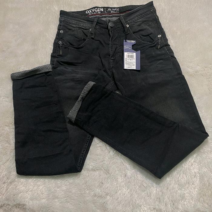 oxygen celana panjang jeans denim abu abu tua 702-2295