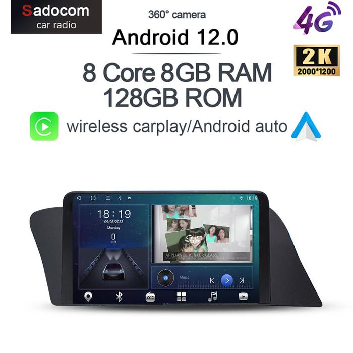 2K 2000*1200 Carplay Auto Android 12.0 8G + 128G DVD Player Mobil GPS