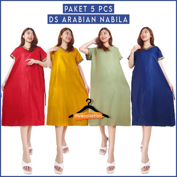 Paket Usaha 5 Daster Arab Polos Nabila Rayon Ld 120