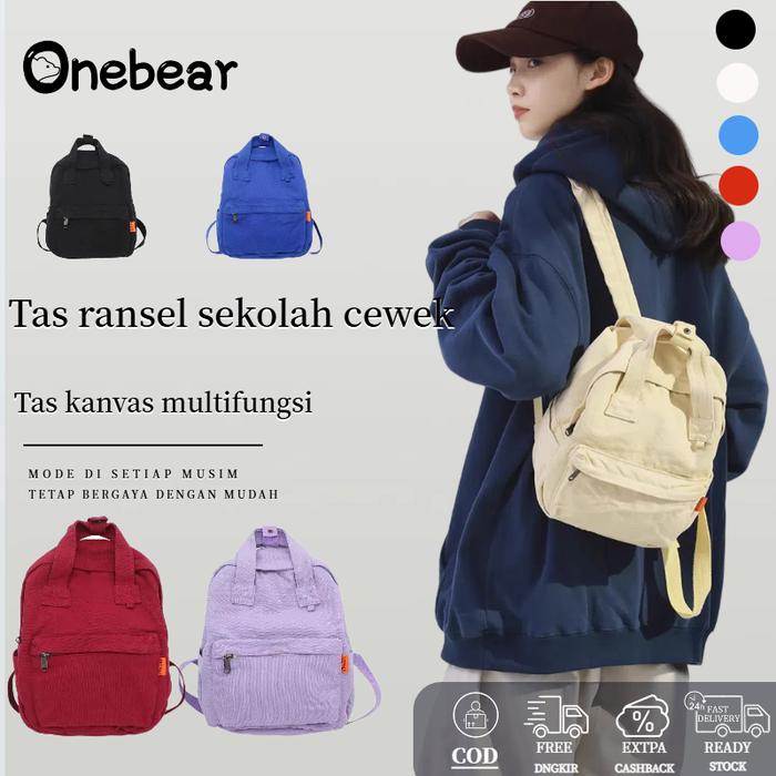 Ready Onebear japan tas ransel mini backpack kanvas wanita tas sekolah y2k aesthetic ransel kuliah k