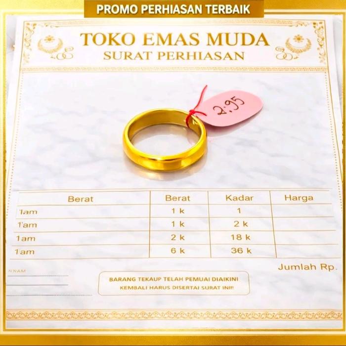 cincin ring polos pria dan wanita elegan san menarik emas muda