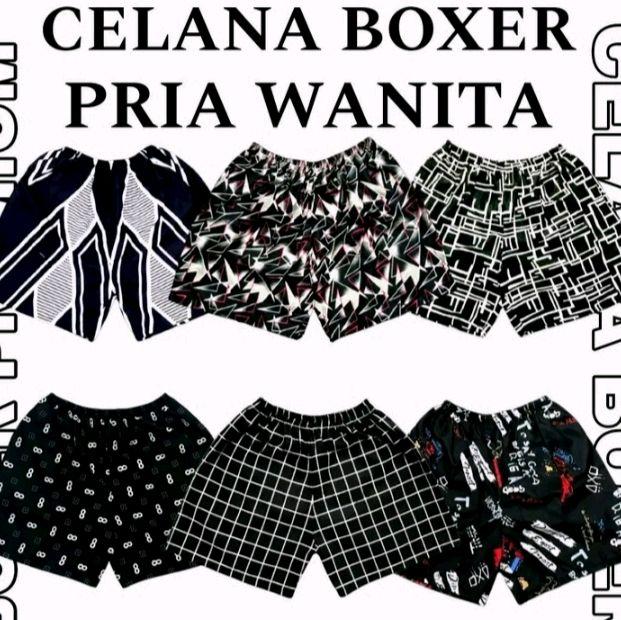 BOXER PRIA WANITA/BOXER PREMIUM/BOXER DISTRO/BOXER MOTIF/BOXER PENDEK Katun Santai Mini Katun Hitam 