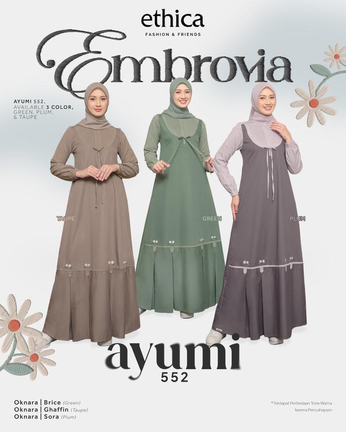 GAMIS ETHICA TERBARU AYUMI 552 ORI/ BAJU GAMIS DEWASA POLOS SIMPLE BAHAN ADEM by ETHICA ORI/ ETHICA 