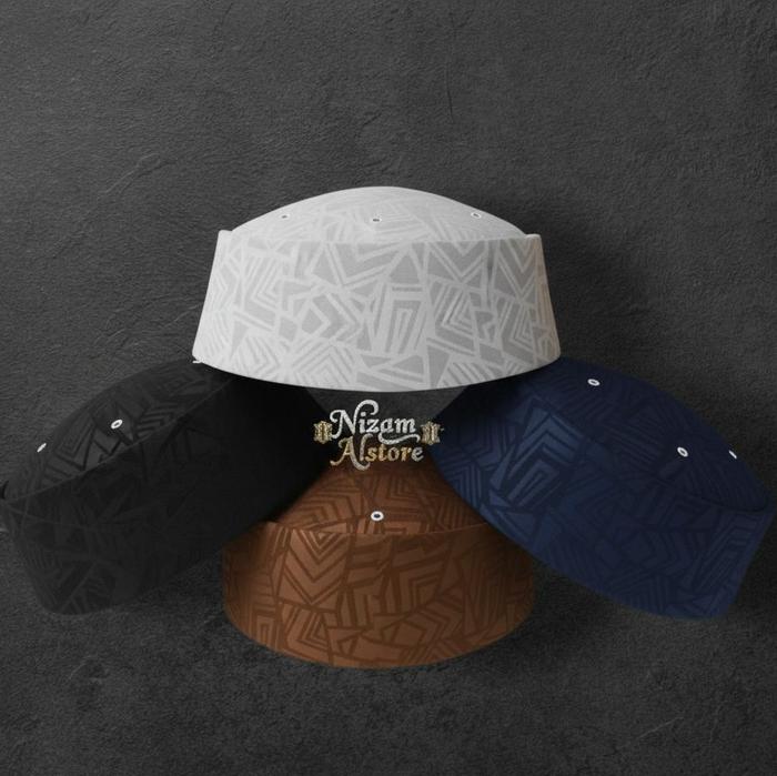 Nizam Astore Peci Kopiah Cengho Embos Motif DF Collections Topi Muslim Wanita Modern