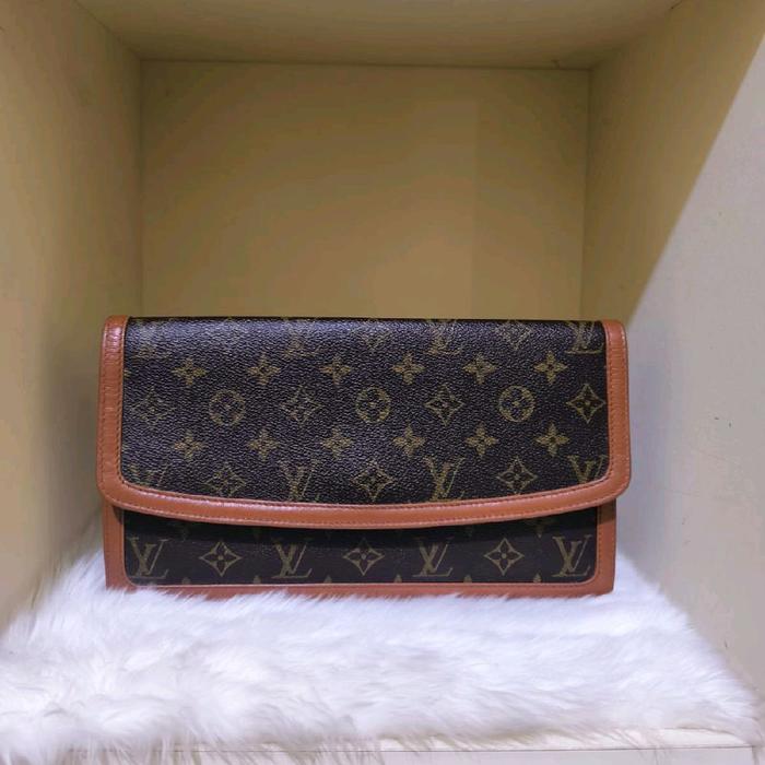 LOUIS VUITTON CLutch Bag Pochette Dam GM Monogram 1988 Brown Used Second