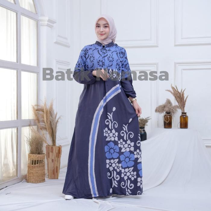 Gamis batik model terbaru kekinian cantik menawan