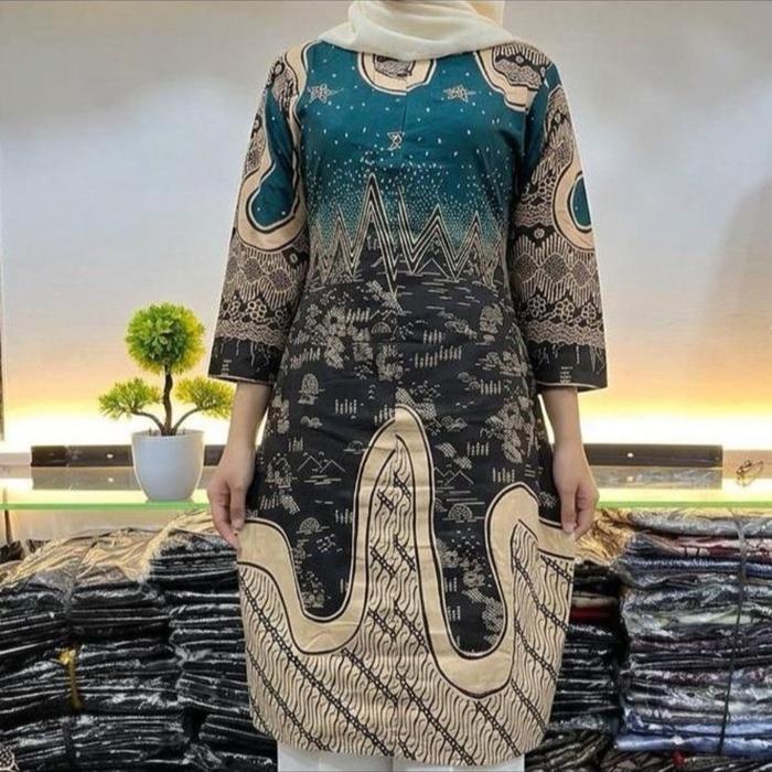Batik tunik full furing hijau emerald