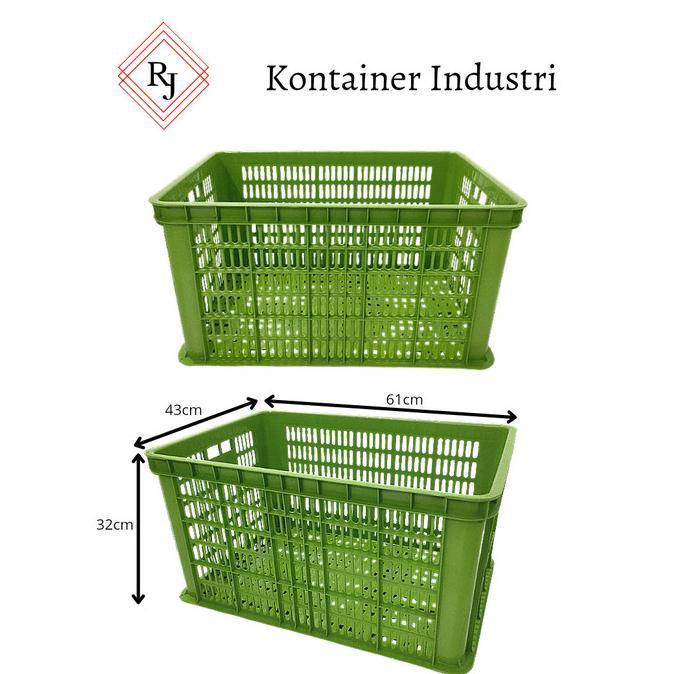 (Cooger) Container Box / Keranjang Pasar Besar Industri Serbaguna Hijau