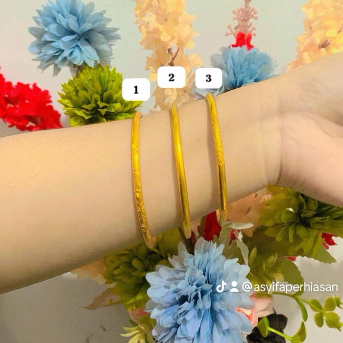 Gelang Keroncong Lapis Emas 24 Karat Lapis Kristal Premium