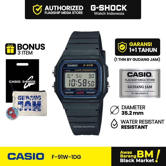Casio General F-91W-1DG F-91W F-91 F91W F 91W Kaca Stopwatch