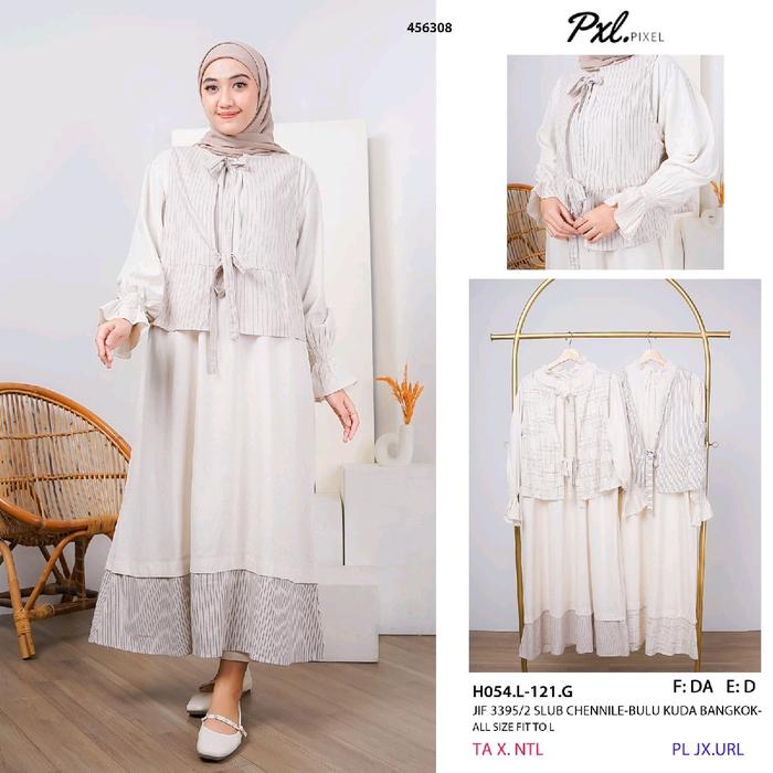 Dress Midi LOGIN Pixel Premium Muslim Wanita Lebaran
