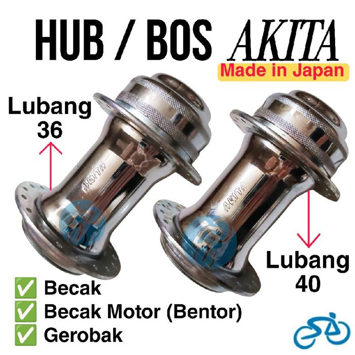 Hub Bos Becak Motor Bentor Gerobak Lubang 36 & 40 AKITA Jepang - Velg Bos Becak AKITA Samping Hole 3