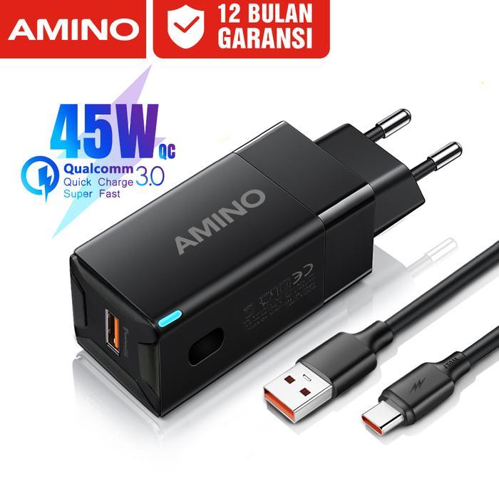 AMINO 45W Kepala Charger USB QC 3.0 Turbo Fast Charger / Travel Adaptor / Super Fast Charging Adapto