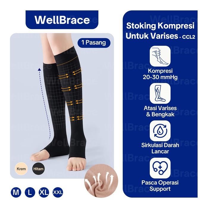 WellBrace Kaos Kaki Varises Stoking Mencegah Varices Stoking Kompresi Untuk Kaki Bengkak Pria Wanita