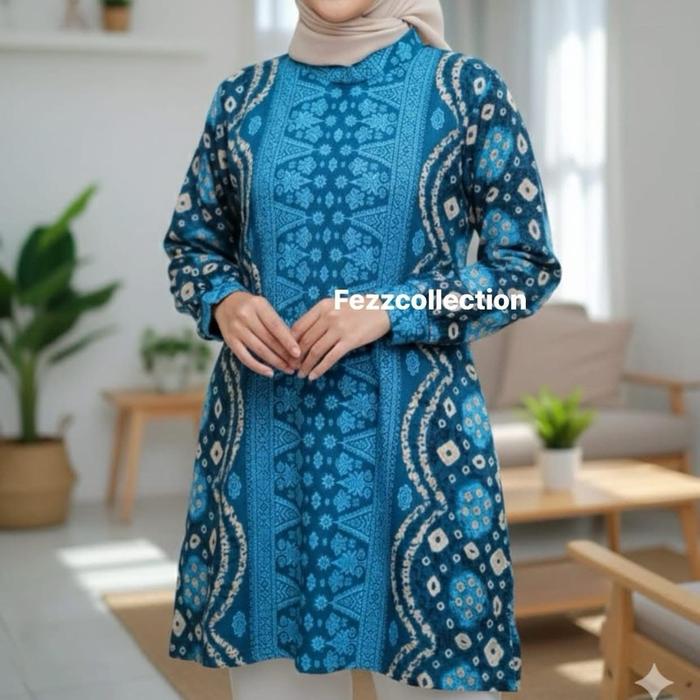 Atasan tunik bahan  Jumputan dolby