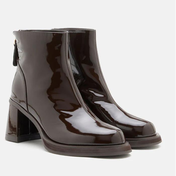 Pazzion Boots - Chantel Patent Leather Back Zip Boots