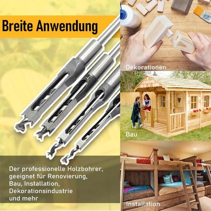 4pcs Square Hole Drill Bit Kit 1/2 3/8 5/16 1/2 Inch Woodworking Mortiser Drill Bit Hollow Chisel Mo