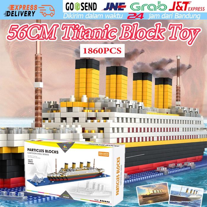 1860 Pcs Titanic Model Kapal Pesiar DIY Blok Bangunan Bata Kit Anak Anak Mainan Pendidikan