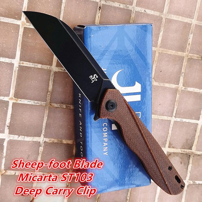 Sitivien SheepFoot ST103 D2 Folding Micarta G10 Bearing Flipper