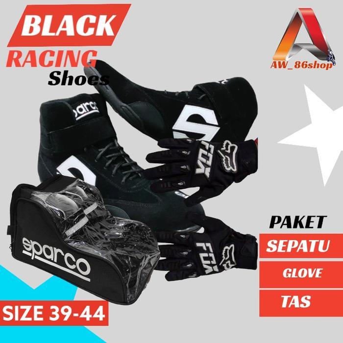 Sepatu Touring Drag Sepatu Mobil Balap Hitam Keren Pergelangan Kaki Hitam Karet Boots Shoes Kerja Se