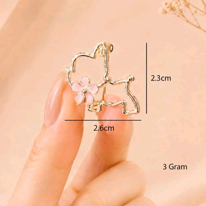 Pin Hijab Kucing Bunga Pink Gold - Hijab Pin House